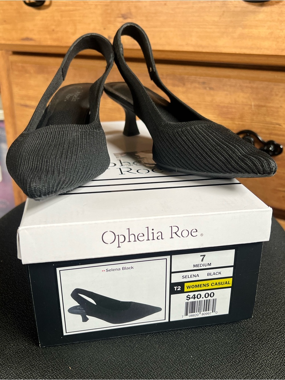 Ophelia Roe Selena Black Women's Slingback Pumps